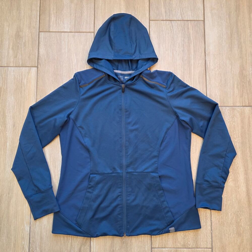 5.11 Tactical Full Zip Hooded Jacket Women’s Large Blue Stretch Performance